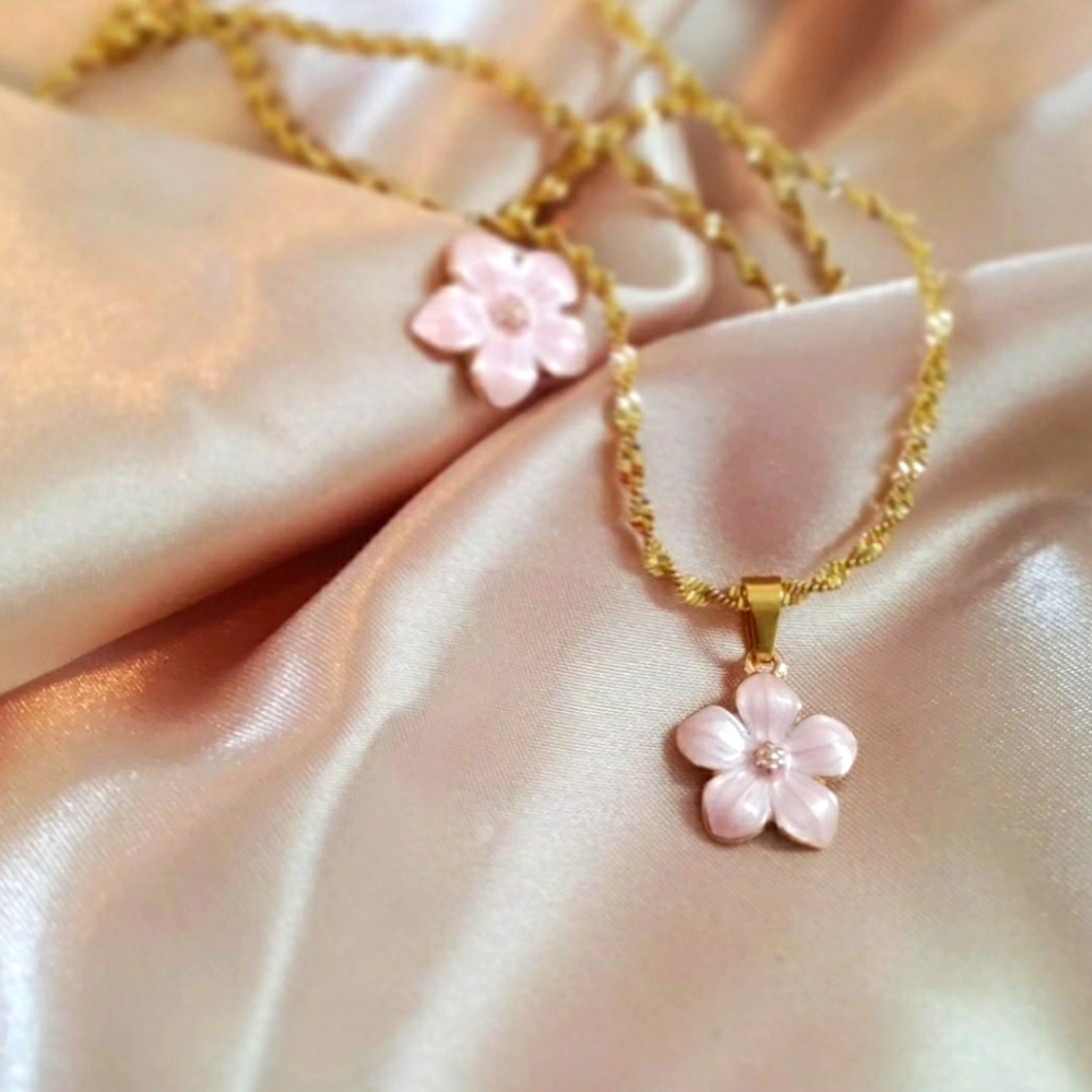 18k Gold Plated Sakura Necklace.